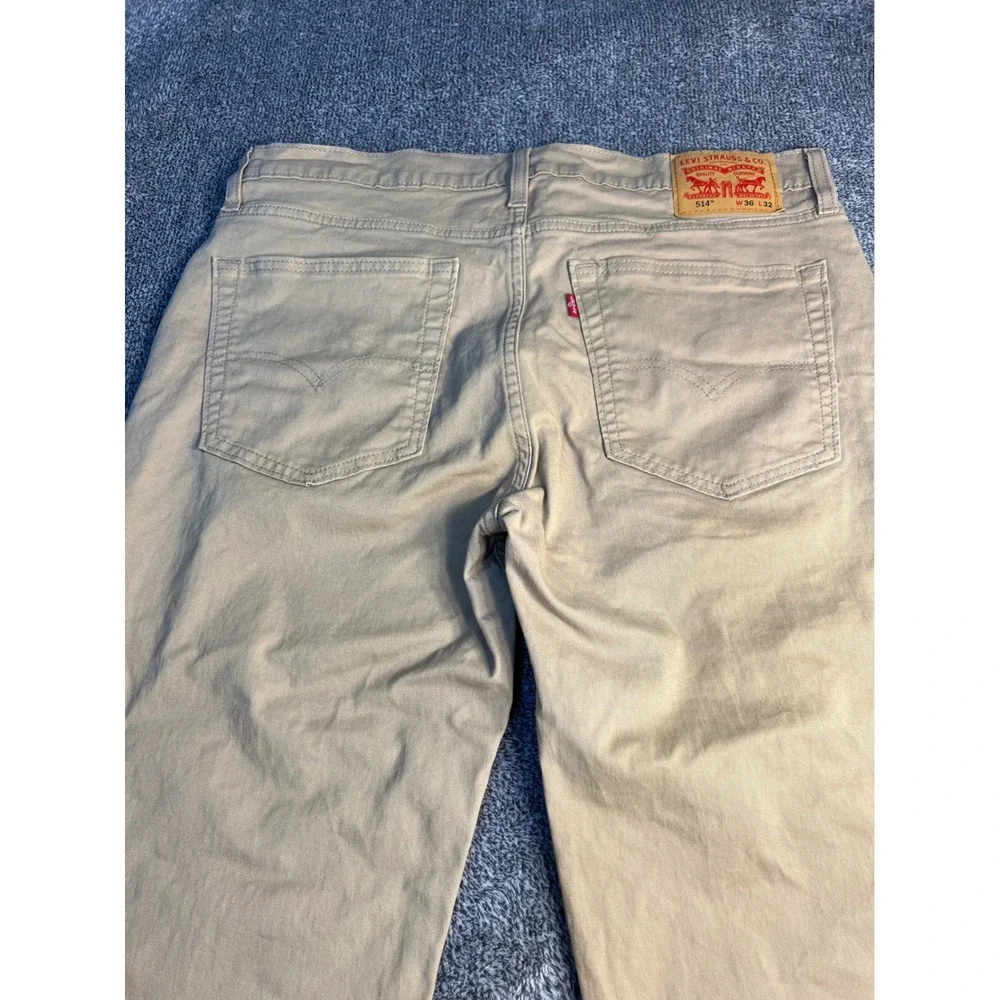 Levis 514 Straight Fit Khaki Pants Mens 36x32 Tan Cotton Stretch Chino Trousers